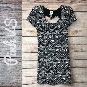 Pink VS | Blk/wht tribal dress heart keyhole back